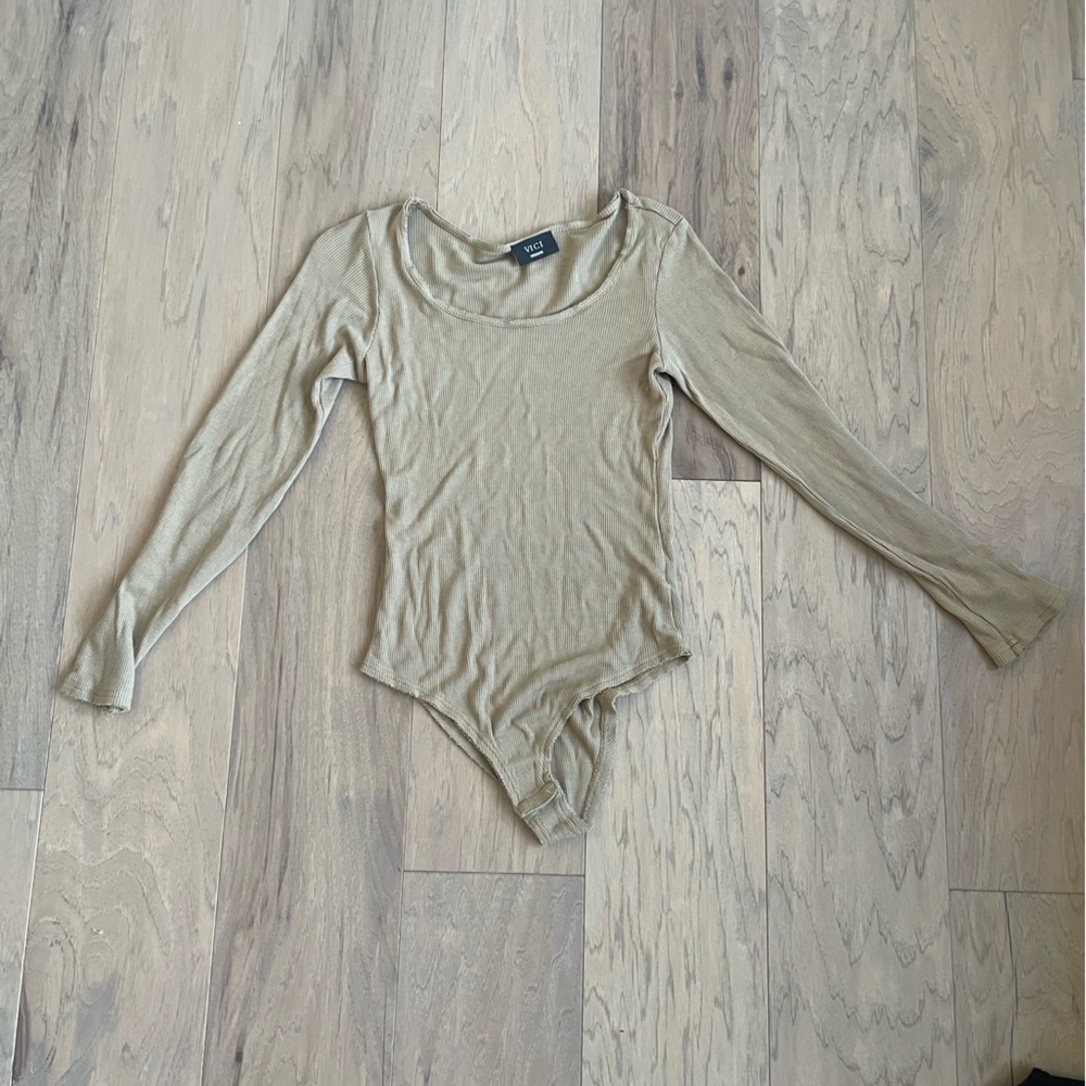 Vici Long Sleeve Bodysuit in Tan